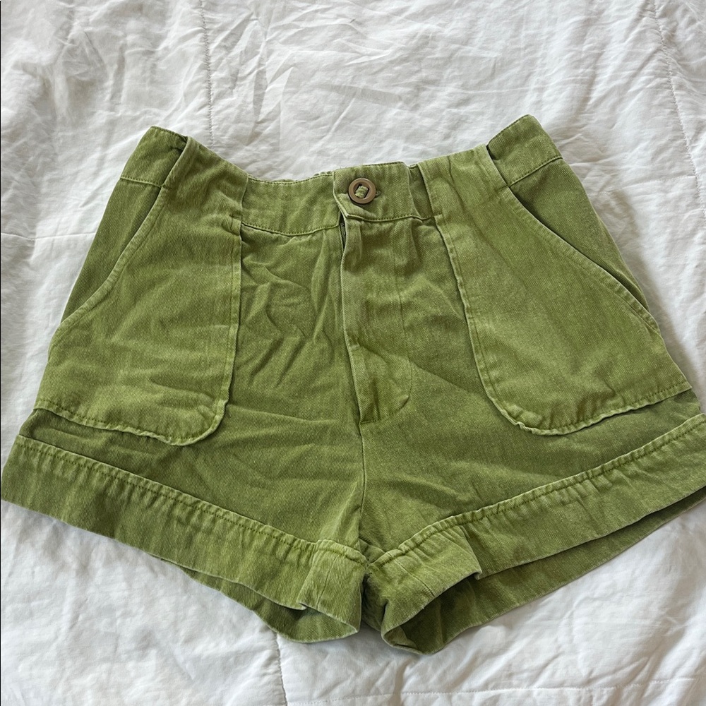 High Waist Olive Green Women's Shorts